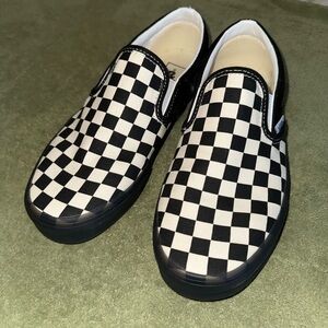 Vans Black and White Checkerboard Slip-On Sneakers Women’s 8.5 NWOT